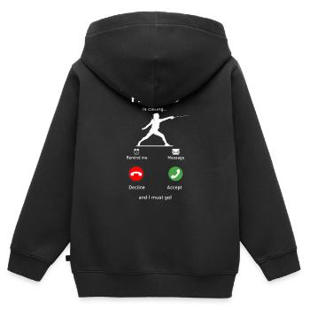 fencing is calling - Kinder Premium Organic Zip Hoodie - Schwarz - Hinten - AI Model Kid Male (0cm)
