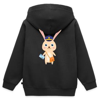 Lièvre des fonctionnaires de la poste - Sweat Premium à capuche zippé enfant bio - noir - Dos - AI Model Kid Male (0cm)