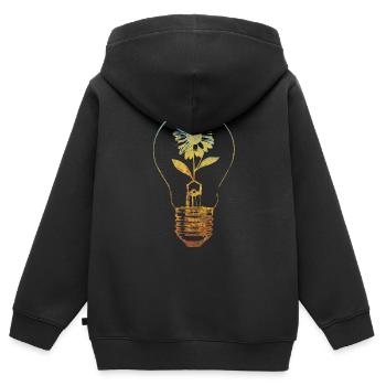 lampe et fleur - Sweat Premium à capuche zippé enfant bio - noir - Dos - AI Model Kid Male (0cm)