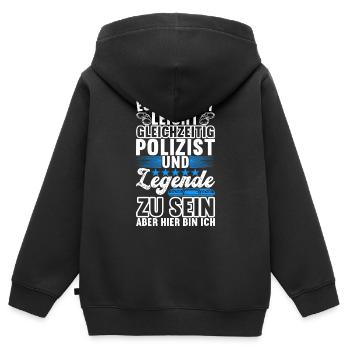 Polizei Polizist - Kinder Premium Organic Zip Hoodie - Schwarz - Hinten - AI Model Kid Male (0cm)