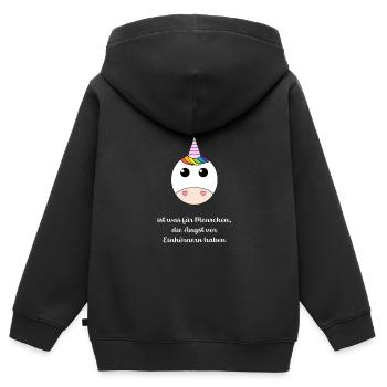 Realität Einhorn - Kinder Premium Organic Zip Hoodie - Schwarz - Hinten - AI Model Kid Male (0cm)