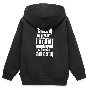 Selbstständig Ich spreche nicht mit mir selbst - Kinder Premium Organic Zip Hoodie - Schwarz - Hinten - AI Model Kid Male (0cm)