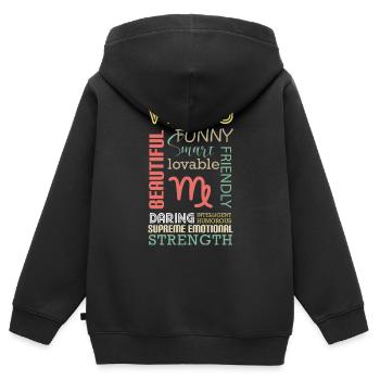 Horoscope Élément Planète - Sweat Premium à capuche zippé enfant bio - noir - Dos - AI Model Kid Male (0cm)