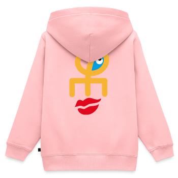 Gesicht lächeln - Kinder Premium Organic Zip Hoodie - Rosa - Hinten - AI Model Kid Female (0cm)