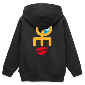 Gesicht lächeln - Kinder Premium Organic Zip Hoodie - Schwarz - Hinten - AI Model Kid Male (0cm)