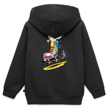 Blühwürmchen auf Rollschuh - Kinder Premium Organic Zip Hoodie - Schwarz - Hinten - AI Model Kid Male (0cm)