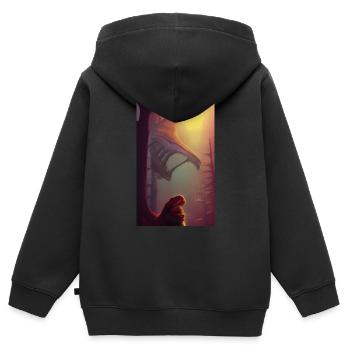 Creepy Horror Comic Alien on a strange planet land - Kids Premium Organic Zip-up Hoodie - black - Back - AI Model Kid Male (0cm)