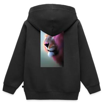 Comic Cartoon Zeichnung einer queeren Löwin - Kinder Premium Organic Zip Hoodie - Schwarz - Hinten - AI Model Kid Male (0cm)
