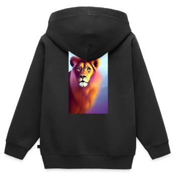 Comic Cartoon Zeichnung einer queeren Löwin - Kinder Premium Organic Zip Hoodie - Schwarz - Hinten - AI Model Kid Male (0cm)