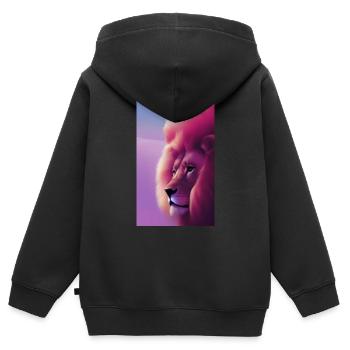 Comic Cartoon Zeichnung einer queeren Löwin - Kinder Premium Organic Zip Hoodie - Schwarz - Hinten - AI Model Kid Male (0cm)