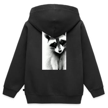 Comic-Karikatur eines nordamerikanischen Waschbären - Kinder Premium Organic Zip Hoodie - Schwarz - Hinten - AI Model Kid Male (0cm)