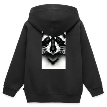 Comic-Karikatur eines nordamerikanischen Waschbären - Kinder Premium Organic Zip Hoodie - Schwarz - Hinten - AI Model Kid Male (0cm)