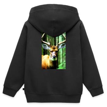 Cooles Comic-Porträt eines wilden Damhirsches majestätisch - Kinder Premium Organic Zip Hoodie - Schwarz - Hinten - AI Model Kid Male (0cm)