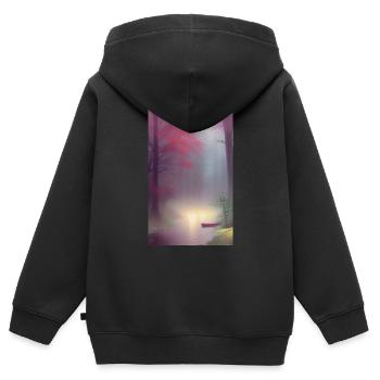 Mysterious Forrest - Kinder Premium Organic Zip Hoodie - Schwarz - Hinten - AI Model Kid Male (0cm)