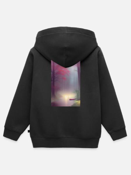 Mysterious Forrest - Kinder Premium Organic Zip Hoodie - Schwarz