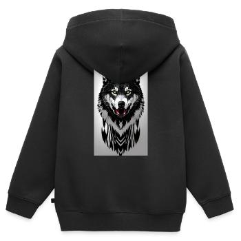 Wolf - Kinder Premium Organic Zip Hoodie - Schwarz - Hinten - AI Model Kid Male (0cm)