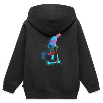 Stuntscooter,Trickscooter,tricks,stunt,e-scooter, - Kinder Premium Organic Zip Hoodie - Schwarz - Hinten - AI Model Kid Male (0cm)
