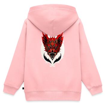 Tête de dragon - Sweat Premium à capuche zippé enfant bio - rose - Dos - AI Model Kid Female (0cm)