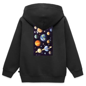 Espace 01 - Sweat Premium à capuche zippé enfant bio - noir - Dos - AI Model Kid Male (0cm)