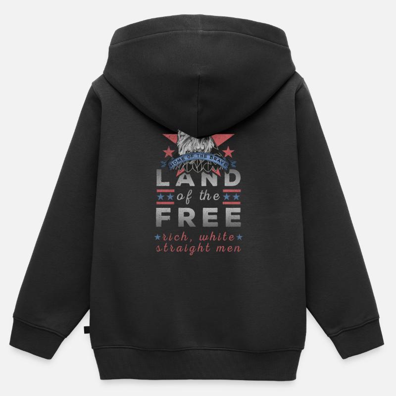 La terre des riches hommes blancs hétérosexuels libres - Sweat Premium à capuche zippé enfant bio - noir
