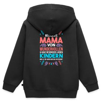 Weltbeste Mama - Kinder Premium Organic Zip Hoodie - Schwarz - Hinten - AI Model Kid Male (0cm)