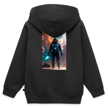Raum - Kinder Premium Organic Zip Hoodie - Schwarz - Hinten - AI Model Kid Male (0cm)