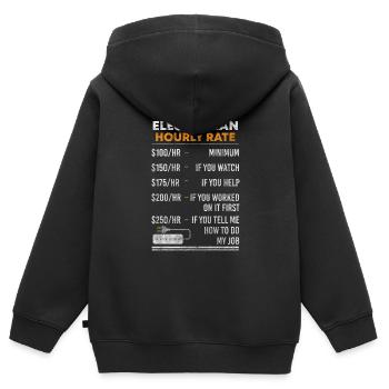 Électricité Artisanat Tension Foudre - Sweat Premium à capuche zippé enfant bio - noir - Dos - AI Model Kid Male (0cm)