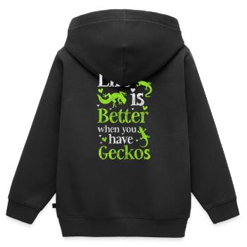 Geckos Echse Terrarium - Kinder Premium Organic Zip Hoodie - Schwarz - Hinten - AI Model Kid Male (0cm)