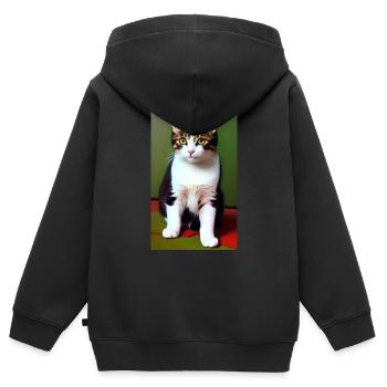 Chat | Animal de compagnie | Fan de chat | mignon | Chaton - Sweat Premium à capuche zippé enfant bio - noir - Dos - AI Model Kid Male (0cm)