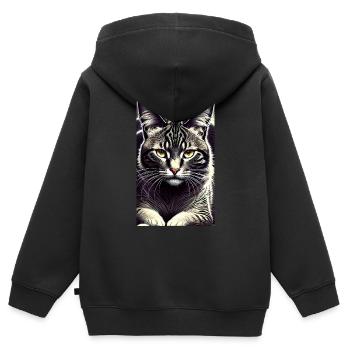 Chat | Animal de compagnie | Fan de chat | mignon | Chaton - Sweat Premium à capuche zippé enfant bio - noir - Dos - AI Model Kid Male (0cm)