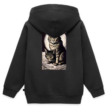 Katze | Haustier | Katzenfan | niedlich | Kätzchen - Kinder Premium Organic Zip Hoodie - Schwarz - Hinten - AI Model Kid Male (0cm)