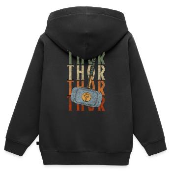 Celtes d’Odin Asgard - Sweat Premium à capuche zippé enfant bio - noir - Dos - AI Model Kid Male (0cm)
