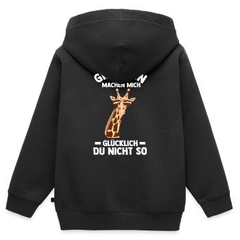 Giraffe Giraffen - Kinder Premium Organic Zip Hoodie - Schwarz - Hinten - AI Model Kid Male (0cm)