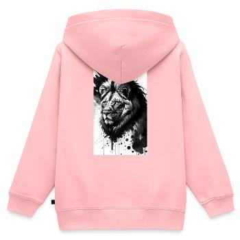 Lion | Animal | Prédateur | Rugissement | Roi | Afrique - Sweat Premium à capuche zippé enfant bio - rose - Dos - AI Model Kid Female (0cm)