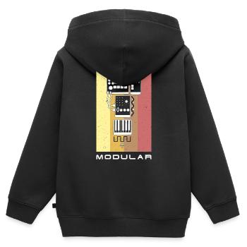 Synthesizer Synth Keyboard Elektronische Musiker - Kinder Premium Organic Zip Hoodie - Schwarz - Hinten - AI Model Kid Male (0cm)