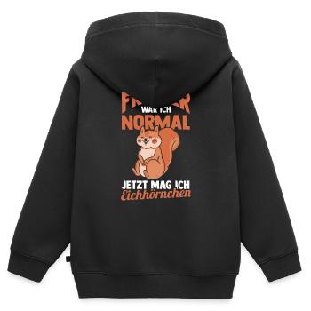 Eichhörnchen - Kinder Premium Organic Zip Hoodie - Schwarz - Hinten - AI Model Kid Male (0cm)