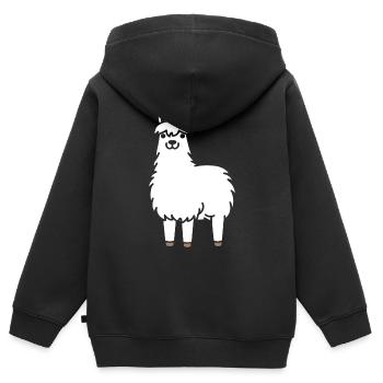 Lama - Kinder Premium Organic Zip Hoodie - Schwarz - Hinten - AI Model Kid Male (0cm)