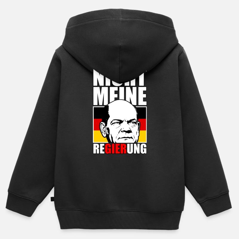 Pas mon gouvernement - Sweat Premium à capuche zippé enfant bio - noir