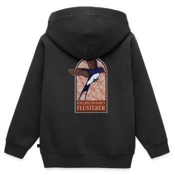 Hirondelle rustique Whisperer Autriche oiseau - Sweat Premium à capuche zippé enfant bio - noir - Dos - AI Model Kid Male (0cm)