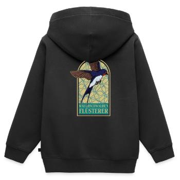 Hirondelle rustique Whisperer Autriche oiseau - Sweat Premium à capuche zippé enfant bio - noir - Dos - AI Model Kid Male (0cm)