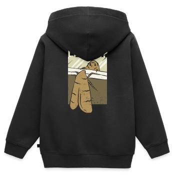 Funny owl figurine with big eyes and lamps text - Kids Premium Organic Zip-up Hoodie - black - Back - AI Model Kid Male (0cm)