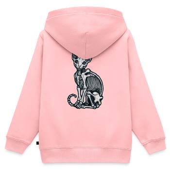 chat sphinx squelette tatouage - Sweat Premium à capuche zippé enfant bio - rose - Dos - AI Model Kid Female (0cm)