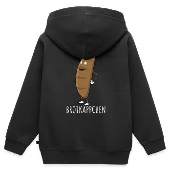 Brotkäppchen Ein Brot mit roter Kappe - Wortspiel - Kinder Premium Organic Zip Hoodie - Schwarz - Hinten - AI Model Kid Male (0cm)