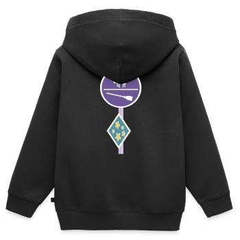 Straßenschild einer magischen Welt - Kinder Premium Organic Zip Hoodie - Schwarz - Hinten - AI Model Kid Male (0cm)