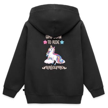 Born to Ride Unicorns - Magical Unicorn Gift - Kids Premium Organic Zip-up Hoodie - black - Back - AI Model Kid Male (0cm)