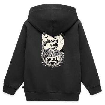 MOND BRAUN - Kinder Premium Organic Zip Hoodie - Schwarz - Hinten - AI Model Kid Male (0cm)