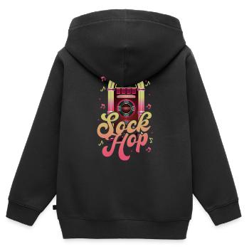 Sock Hop 80's Disco Party Rétro Jukebox Collection - Sweat Premium à capuche zippé enfant bio - noir - Dos - AI Model Kid Male (0cm)