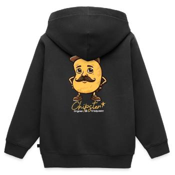 Chipster - Kinder Premium Organic Zip Hoodie - Schwarz - Hinten - AI Model Kid Male (0cm)