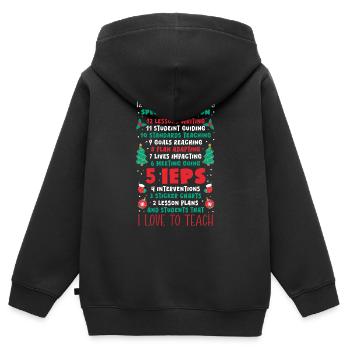Jours d’enseignement de l’éducation spécialisée J’aime enseigner - Sweat Premium à capuche zippé enfant bio - noir - Dos - AI Model Kid Male (0cm)