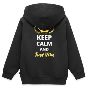 Bleib ruhig und einfach nur vibrieren - Kinder Premium Organic Zip Hoodie - Schwarz - Hinten - AI Model Kid Male (0cm)